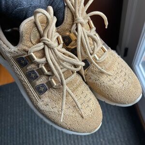 Louis Vuitton gold Knit Sneakers with monogram Accents